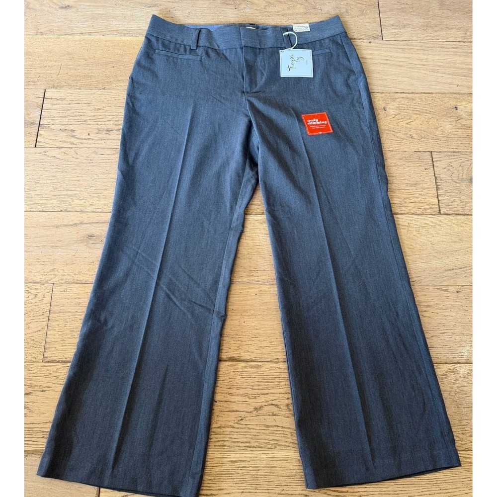 Dockers Petite 16P Gray Trouser Leg Pants Truly Slimming Wide Leg Slacks (1523)